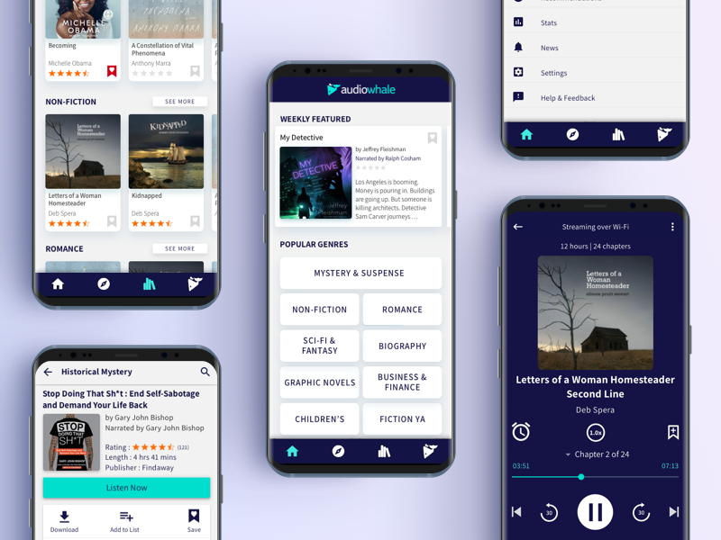 Audiowhale App Screens